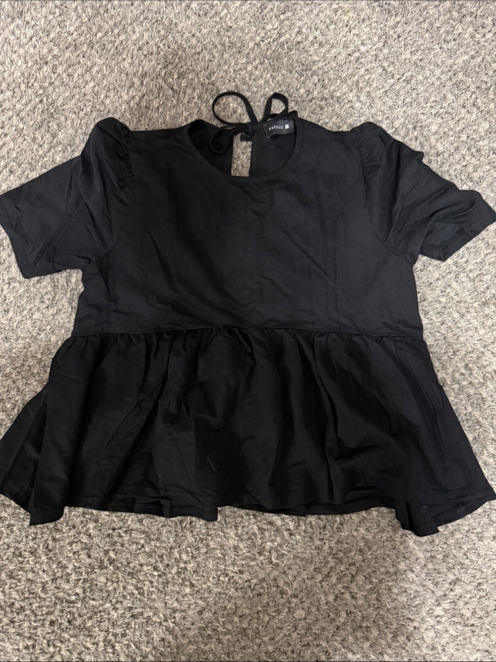 Black Peplum Tie-Back Top